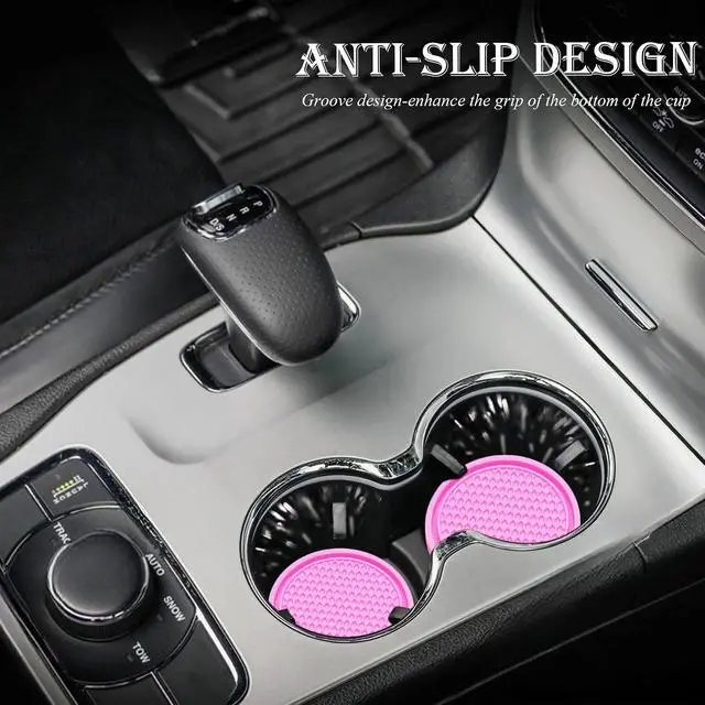 Alt view image 7 of 7 - 2PCS Car Cup Holder Coaster, Universal Auto Non-Slip Cup Holder Coaster, 2.75In Universal Non-Slip Recessed Car Interior Accessories (Pink)
