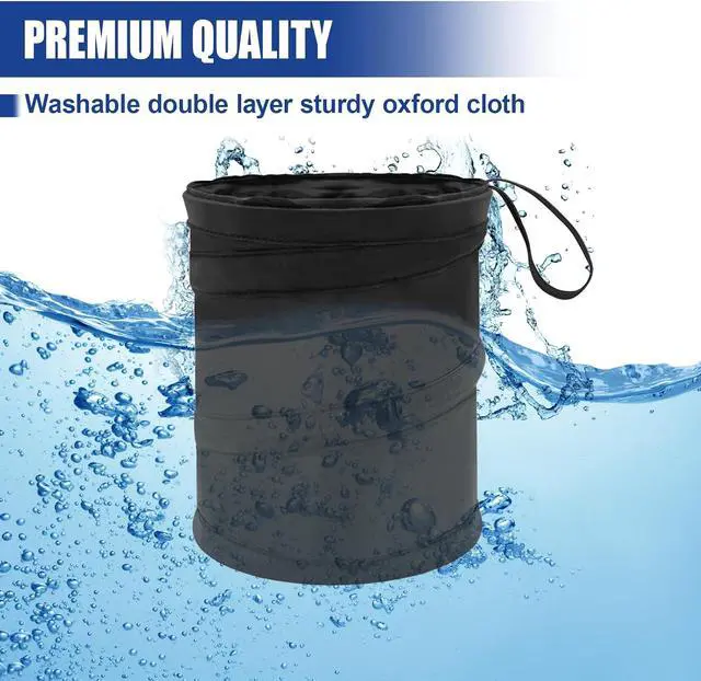 Alt view image 5 of 6 - Collapsible Car Trash Can, Mini Portable Auto Garbage Bag, 1PC | Pop-Up Vehicle Rubbish Bin, Waterproof Waste Basket Bin with Magic Sticker, Hanging Washable Auto Trash Bag