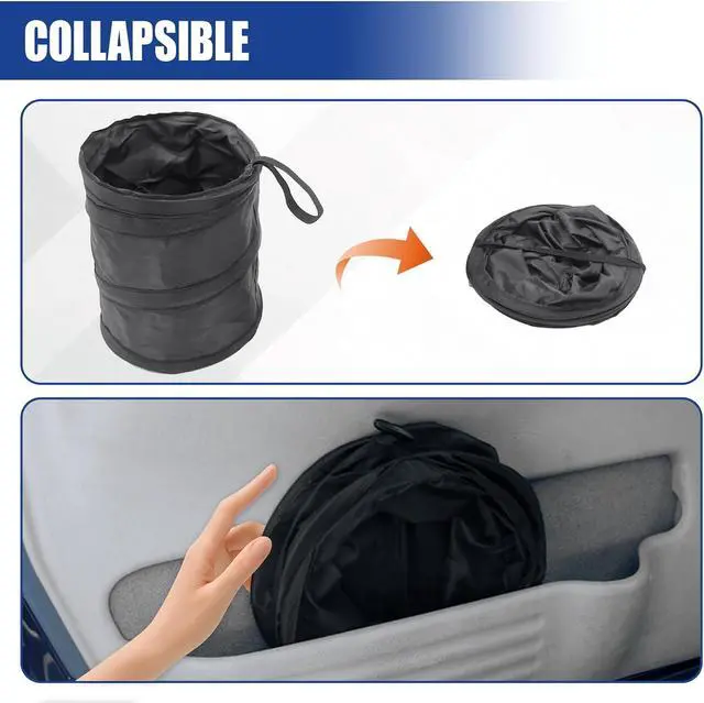 Alt view image 4 of 6 - Collapsible Car Trash Can, Mini Portable Auto Garbage Bag, 1PC | Pop-Up Vehicle Rubbish Bin, Waterproof Waste Basket Bin with Magic Sticker, Hanging Washable Auto Trash Bag
