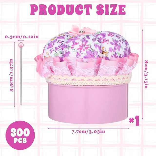 Alt view image 2 of 7 - Pin Cushion Pumpkin Shaped Pin Cushions for Sewing Cute Kit Small Pincushion Sewing Needle Holder with Storage Box and 300Pcs Ball Heads Straight Fabric Pins for Quilting Needlework DIY Crafts
