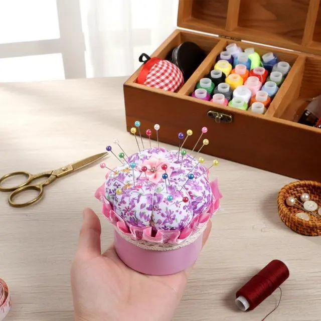 Alt view image 3 of 7 - Pin Cushion Pumpkin Shaped Pin Cushions for Sewing Cute Kit Small Pincushion Sewing Needle Holder with Storage Box and 300Pcs Ball Heads Straight Fabric Pins for Quilting Needlework DIY Crafts
