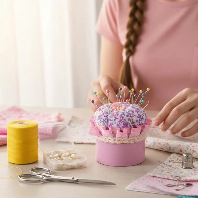 Alt view image 6 of 7 - Pin Cushion Pumpkin Shaped Pin Cushions for Sewing Cute Kit Small Pincushion Sewing Needle Holder with Storage Box and 300Pcs Ball Heads Straight Fabric Pins for Quilting Needlework DIY Crafts