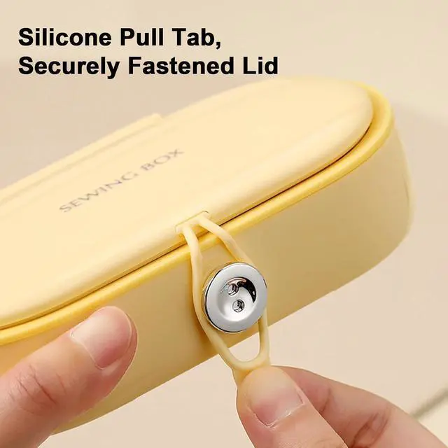 Alt view image 5 of 7 - Portable Sewing Kit for Emergency Repair, Travel Sewing Kit Box with Round Case, Includes Needles, Thread, Scissors, Thimble - Perfect Home & Dorm Essential for Beginners (3 Stylish Colors) (Yellow)