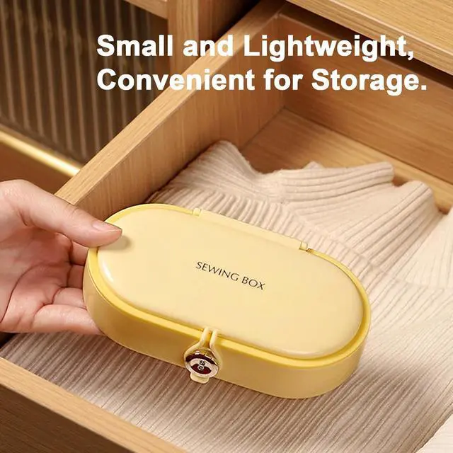 Alt view image 7 of 7 - Portable Sewing Kit for Emergency Repair, Travel Sewing Kit Box with Round Case, Includes Needles, Thread, Scissors, Thimble - Perfect Home & Dorm Essential for Beginners (3 Stylish Colors) (Yellow)