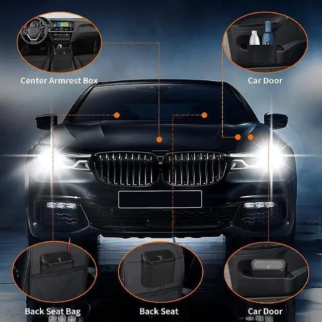Alt view image 5 of 6 - Leak-Proof mini car Trash can, 150 Garbage Bags, with lid, can be Placed on the Desk or Hung, Perfect car Accessory!