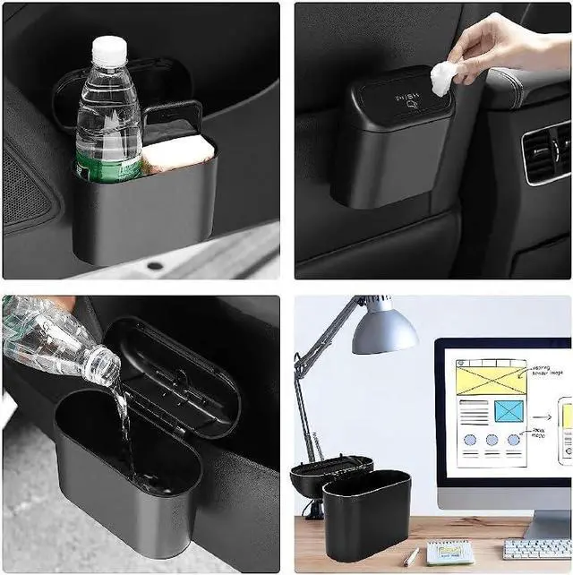 Alt view image 6 of 6 - Leak-Proof mini car Trash can, 150 Garbage Bags, with lid, can be Placed on the Desk or Hung, Perfect car Accessory!