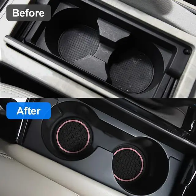 Alt view image 3 of 6 - Mandark 2PCS 2.75 Inch Car Cup Holder Coasters, Non-Slip, Black/Pink, 2PCS | PVC construction, washable waterproof surface, fits most cars, SUVs, and trucks, automotive accessories
