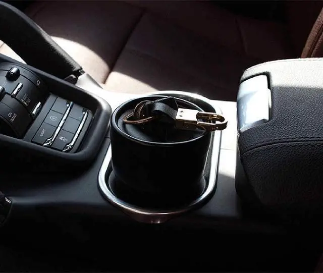 Alt view image 4 of 6 - BANCHELLE Car Change Holder with Lid | Automotive Plastic Garbage Cans, 250 mL (0.06 Gallon), Portable, for Coin Keys Pen, 1 PC