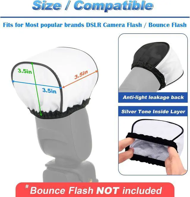 Alt view image 2 of 6 - Cosmos 2 Pcs Camera Bounce Flash Diffuser Cover Speedlite Soft Diffuser Cap Mini Flash Sleeves for Camera Speedlight Flash Compatible with Most DSLR Camera Flash Bounce Flash Reflector