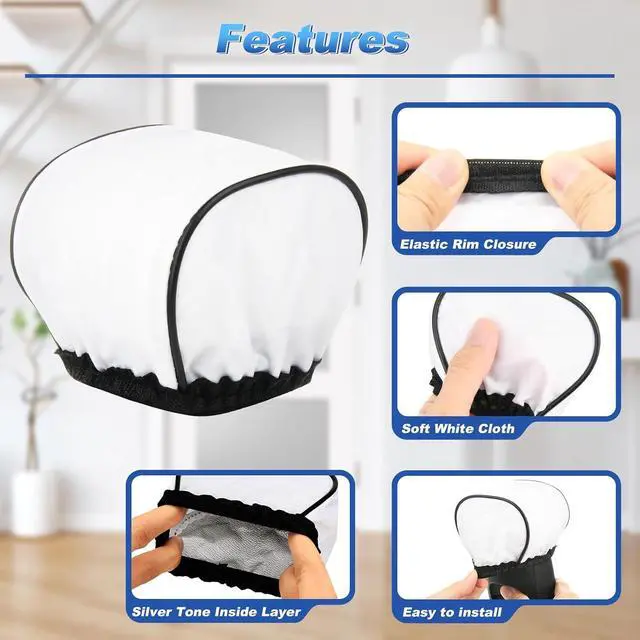 Alt view image 3 of 6 - Cosmos 2 Pcs Camera Bounce Flash Diffuser Cover Speedlite Soft Diffuser Cap Mini Flash Sleeves for Camera Speedlight Flash Compatible with Most DSLR Camera Flash Bounce Flash Reflector