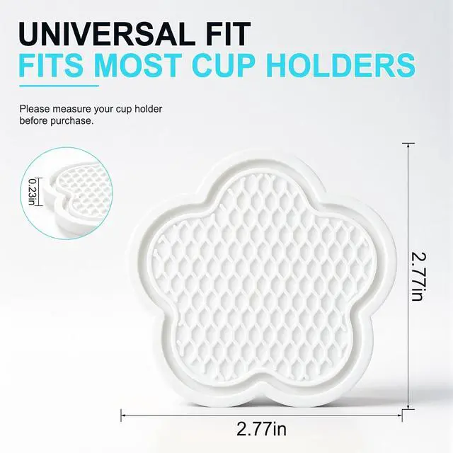 Alt view image 2 of 5 - GaRhomxy Car Cup Holder Coaster, Universal Non-Slip Recessed Flower Shaped Cup Holders, Cute Car Accessories Interior for Women and Man Interior Sets 4 Pack (White)