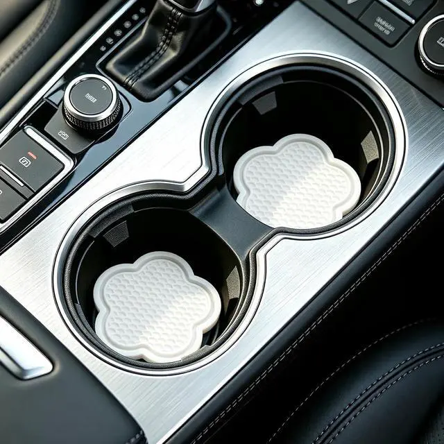 Alt view image 4 of 5 - GaRhomxy Car Cup Holder Coaster, Universal Non-Slip Recessed Flower Shaped Cup Holders, Cute Car Accessories Interior for Women and Man Interior Sets 4 Pack (White)