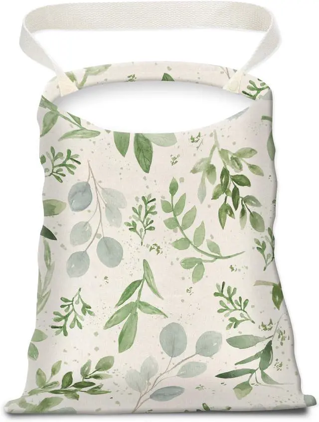 Main image of Car Trash Can, Seat Back Hanging Car Trash Bag, Cute Canvas Car Garbage Bag, Essential Car Trash Bin Car Organizers Green Leaf Floral