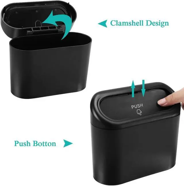 Alt view image 3 of 7 - Accmor Car Trash Can with Lid, Leakproof Vehicle Garbage Organizer Holder Bin with 60 Pcs Trash Bags, Mini Auto Dustbin Interior Accessories Storage Container for SUV, Office, Home