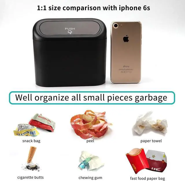 Alt view image 5 of 7 - Accmor Car Trash Can with Lid, Leakproof Vehicle Garbage Organizer Holder Bin with 60 Pcs Trash Bags, Mini Auto Dustbin Interior Accessories Storage Container for SUV, Office, Home