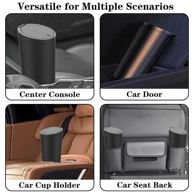 Alt view image 3 of 6 - Car Trash Can Bin with Lid - Car Garbage Can Cup Holder-Universal Leakproof Vehicle Garbage Can Bin with 20pcs Trash Bags-Car Organizers and Storage for Front Back Seat Accessories