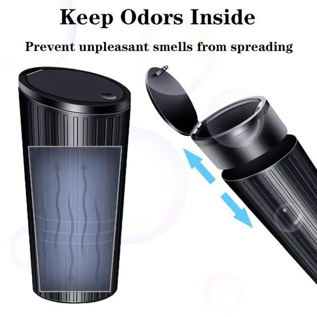 Alt view image 6 of 6 - Car Trash Can Bin with Lid - Car Garbage Can Cup Holder-Universal Leakproof Vehicle Garbage Can Bin with 20pcs Trash Bags-Car Organizers and Storage for Front Back Seat Accessories