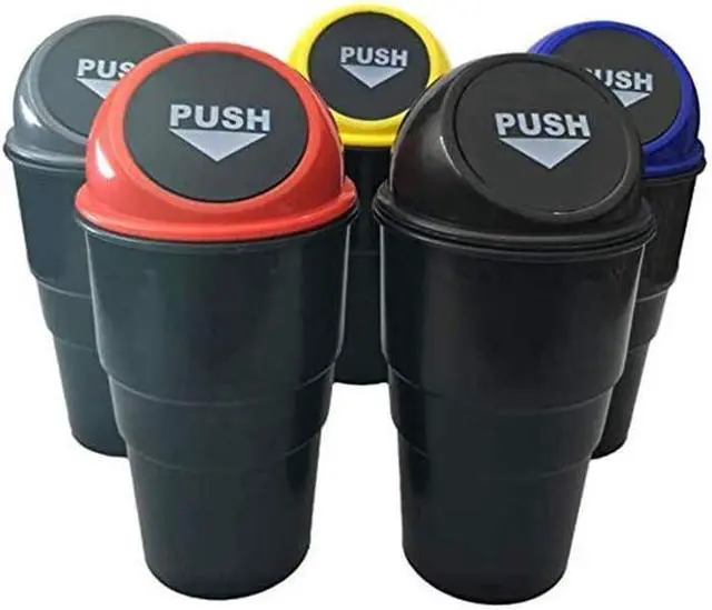 Alt view image 7 of 7 - Mini Auto Car Garbage Can Automotive Vehicle Rubbish Bins, Small Trash Can Cup Holder for Bedroom Office Desk Home (Black 1 Pack)