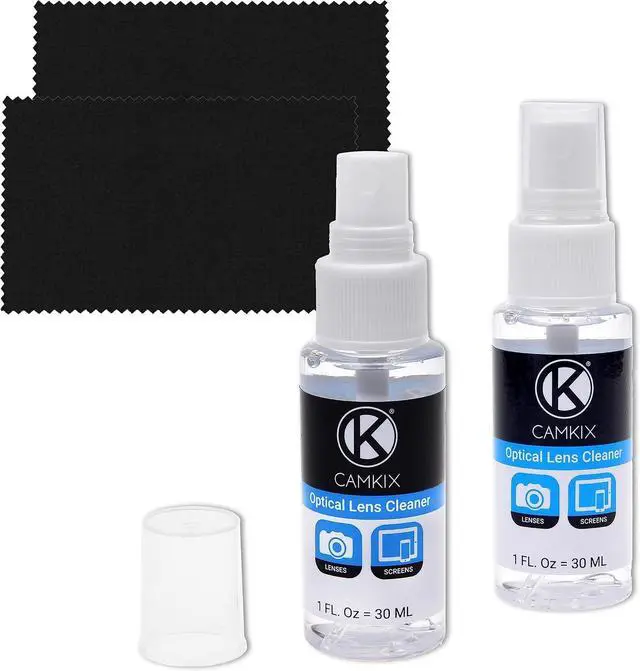 Main image of Camkix Lens and Screen Cleaning Kit - 2X Cleaning Spray 2X Microfiber Cloth - Perfect to Clean The Lens of Your DSLR and Compatible with Your Camera, Smartphone, Tablet, Notebook, etc.