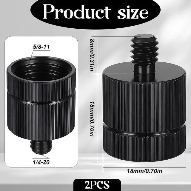 Alt view image 3 of 7 - 2 PCS Tripod Adapter Laser Level Tripod Conversion Adapter 5/8-11 Female to 1/4 Male, Camera Tripods Adapters, Mic Screw Adapters for Photography EquipmentBlack