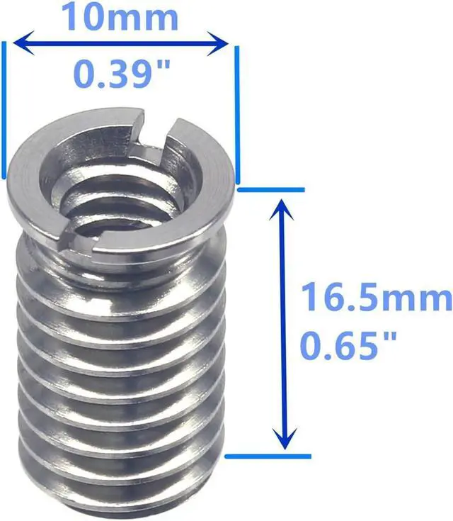 Alt view image 2 of 4 - Stainless Steel 1/4"-20 Female to 3/8"-16 Male Convert Screw Adapter (2pcs, 16.5mm)