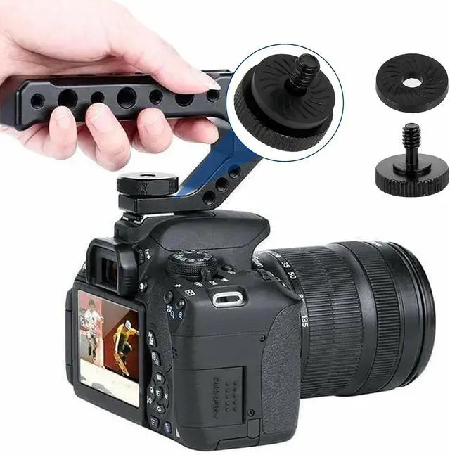 Alt view image 3 of 7 - KALIONE 4 Pack Thumb Screw Camera Quick Release Adapter with Rubber Pads, 1/4 Male to 1/4 Female Tripod Screw, Thumbscrew for Camera Mounting Plate Flash Bracket