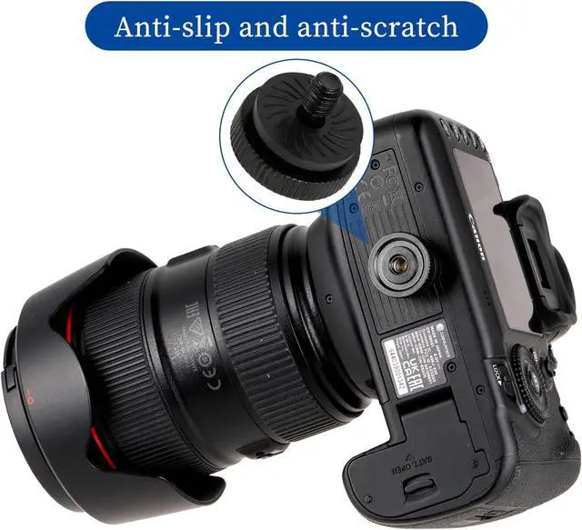 Alt view image 4 of 7 - KALIONE 4 Pack Thumb Screw Camera Quick Release Adapter with Rubber Pads, 1/4 Male to 1/4 Female Tripod Screw, Thumbscrew for Camera Mounting Plate Flash Bracket