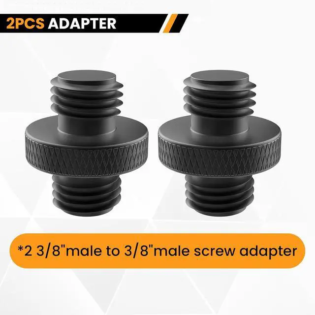 Alt view image 6 of 7 - 3/8" Male to 3/8" Male Threaded Tripod Screw Adapter, Black | 2 Pcs Standard Mounting Thread Converter, Double Head Stud for Camera Mount