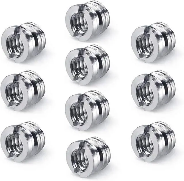 Main image of Camera 1/4"-20 to 3/8"-16 Reducer Bushing Convert Screw Adapter for Monopod, Tripod, Ballhead, Stand and Video Light DSLR SLR (10 Pack)