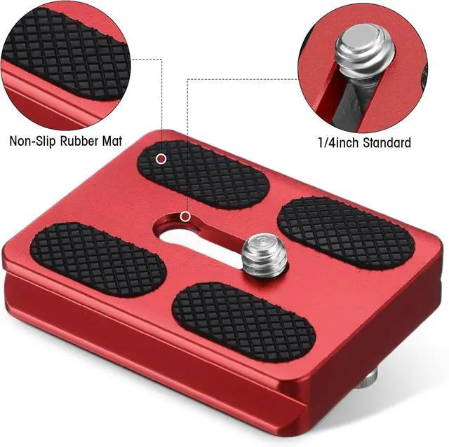 Alt view image 5 of 7 - Frienda Quick Release Plate Tripod 1/4-20 DSLR,Pu50,Red | Tripod Mount Plate, Camera Tripod Mount for DSLR Camera Tripod Ball Head , Metal, 1.9 x 1.5 x 0.4 Inch