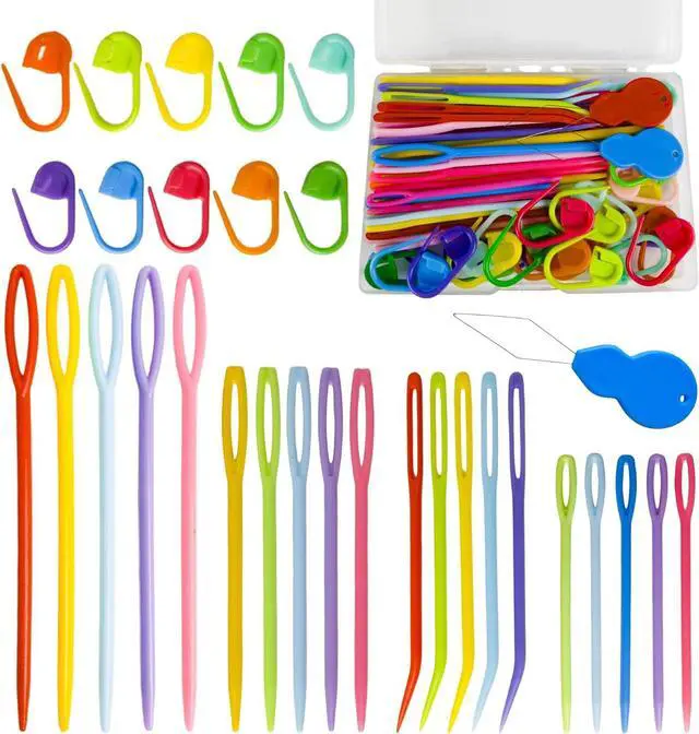 Main image of DeliaVo 62 Pcs Yarn Needles Set, Crochet Kit for Knitting Sewing Weaving | Assorted Darning Tapestry Needles with Stitch Markers for Crocheting, Wonderful Knitting Accessories & Crochet Supplies