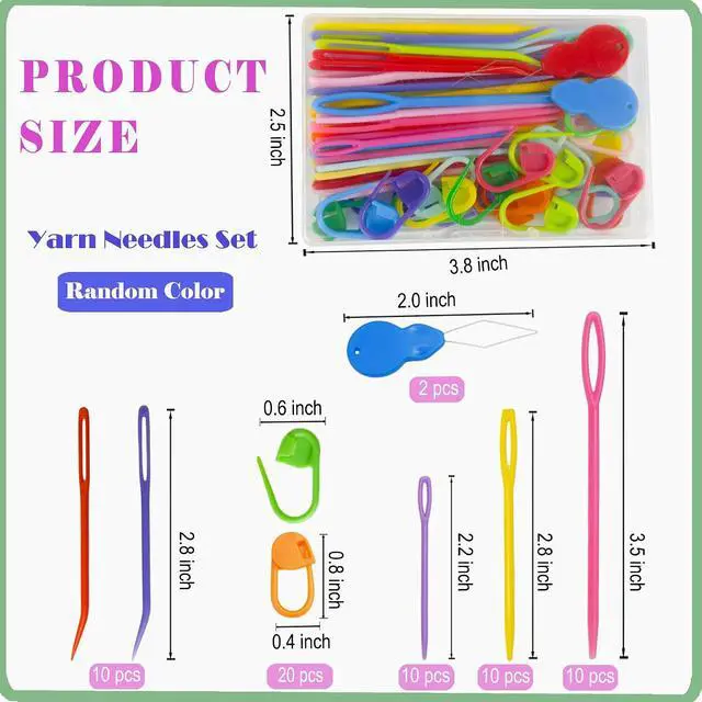 Alt view image 3 of 7 - DeliaVo 62 Pcs Yarn Needles Set, Crochet Kit for Knitting Sewing Weaving | Assorted Darning Tapestry Needles with Stitch Markers for Crocheting, Wonderful Knitting Accessories & Crochet Supplies