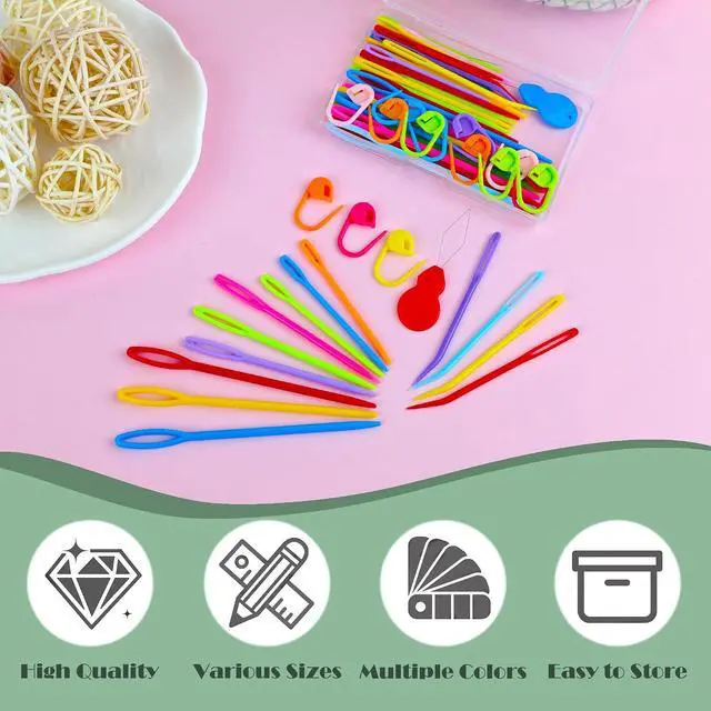 Alt view image 2 of 7 - DeliaVo 62 Pcs Yarn Needles Set, Crochet Kit for Knitting Sewing Weaving | Assorted Darning Tapestry Needles with Stitch Markers for Crocheting, Wonderful Knitting Accessories & Crochet Supplies