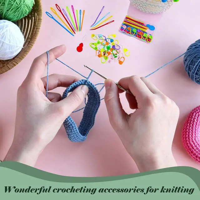 Alt view image 7 of 7 - DeliaVo 62 Pcs Yarn Needles Set, Crochet Kit for Knitting Sewing Weaving | Assorted Darning Tapestry Needles with Stitch Markers for Crocheting, Wonderful Knitting Accessories & Crochet Supplies