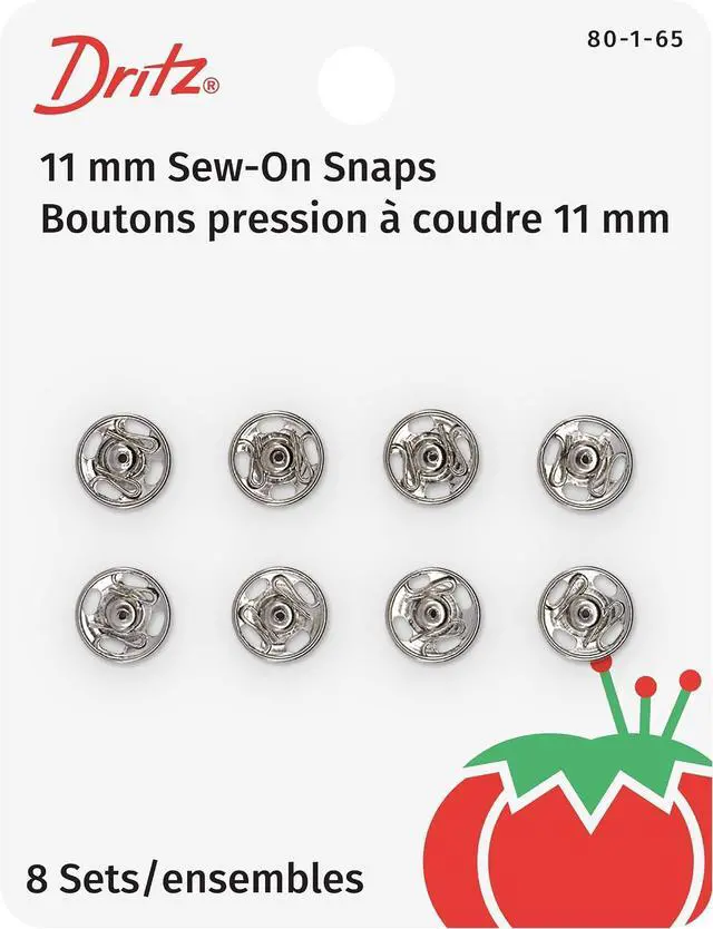 Main image of Dritz 80-1-65 Sew-On Snaps, Nickel-Plated Brass, Size 1 8-Count