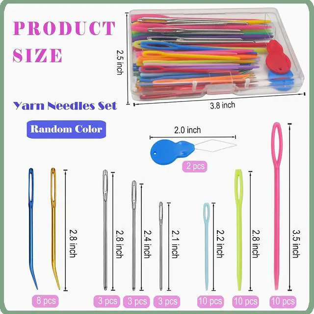 Alt view image 3 of 7 - DeliaVo 49 Pcs Yarn Needles Set, Crochet Kit for Knitting Sewing Weaving | Assorted Crocheting & Darning Tapestry Needles for Yarn, Wonderful Knitting Accessories & Crochet Supplies