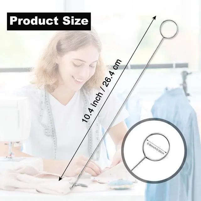 Alt view image 2 of 7 - joaoxoko Loop Turner Sewing Tool with Latch Hook - 6-Piece Stainless Steel Fabric Turner Kit for DIY Quilting, Thick Material Flipping (10.4 Inch) (6)