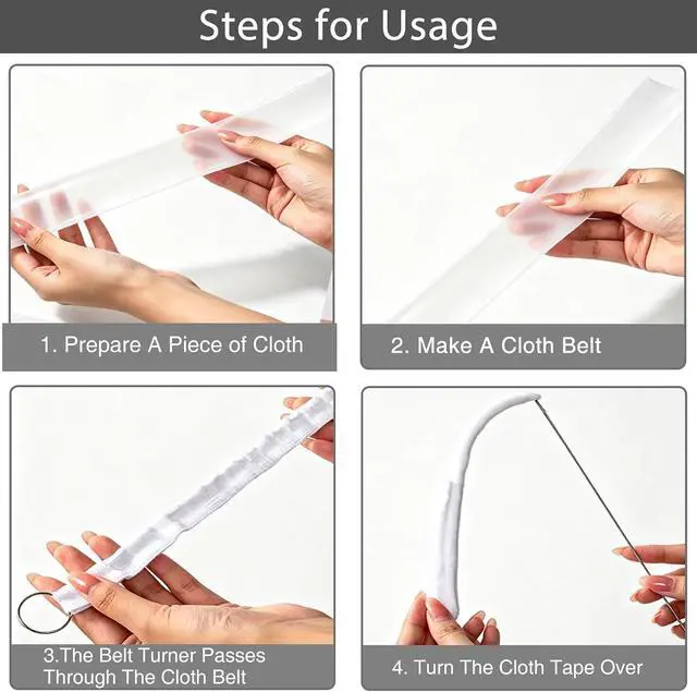 Alt view image 5 of 7 - joaoxoko Loop Turner Sewing Tool with Latch Hook - 6-Piece Stainless Steel Fabric Turner Kit for DIY Quilting, Thick Material Flipping (10.4 Inch) (6)