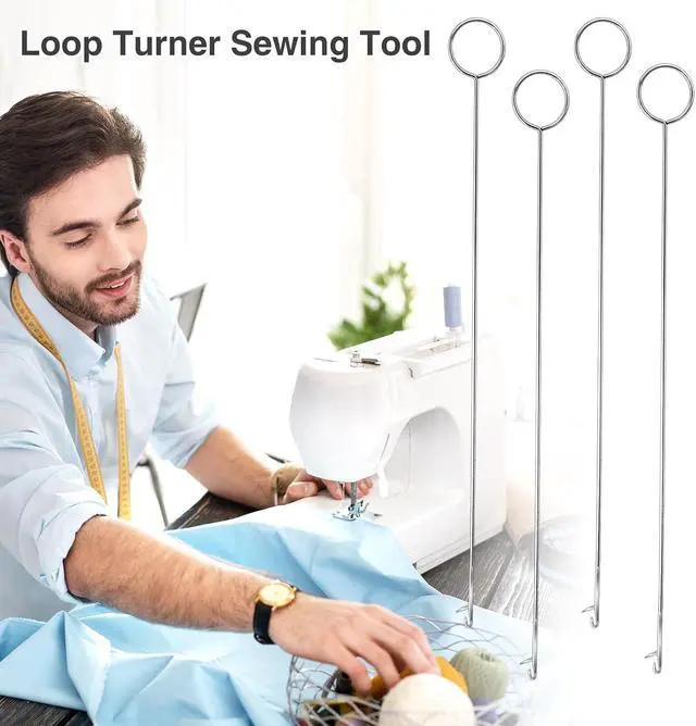 Alt view image 7 of 7 - joaoxoko Loop Turner Sewing Tool with Latch Hook - 6-Piece Stainless Steel Fabric Turner Kit for DIY Quilting, Thick Material Flipping (10.4 Inch) (6)