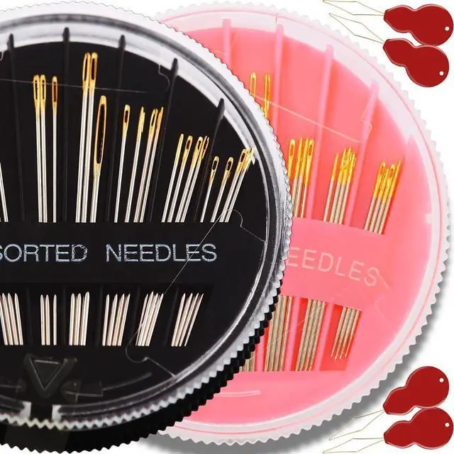 Main image of 60Pack Sewing Needles for Hand Sewing Repair, 6 Sizes Assorted Needles with 4 Threaders, Hand Sewing Needles, Large Eye Stitching Needles, Embroidery Needles, Sewing Sharp Needles(Pink&Black 60PCS)