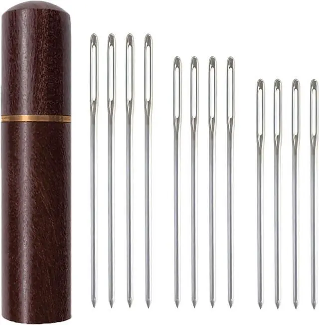 Main image of Zhenqing Redwood Needle Case with 12 Blunt Tip Cross Stitch Needles, Natural Wood Embroidery Needle Holder & Nickel-Plated Rustproof Sewing Needles for Crafters, Organize Threading Tools67502