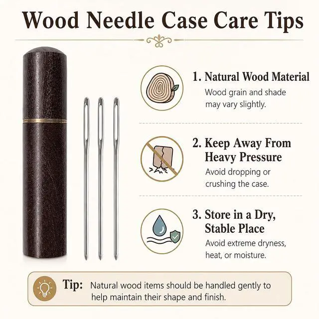 Alt view image 2 of 7 - Zhenqing Redwood Needle Case with 12 Blunt Tip Cross Stitch Needles, Natural Wood Embroidery Needle Holder & Nickel-Plated Rustproof Sewing Needles for Crafters, Organize Threading Tools67502