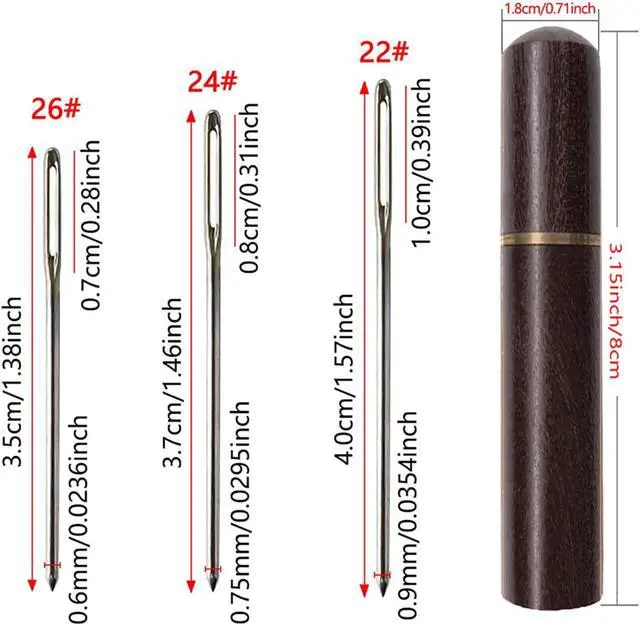 Alt view image 4 of 7 - Zhenqing Redwood Needle Case with 12 Blunt Tip Cross Stitch Needles, Natural Wood Embroidery Needle Holder & Nickel-Plated Rustproof Sewing Needles for Crafters, Organize Threading Tools67502