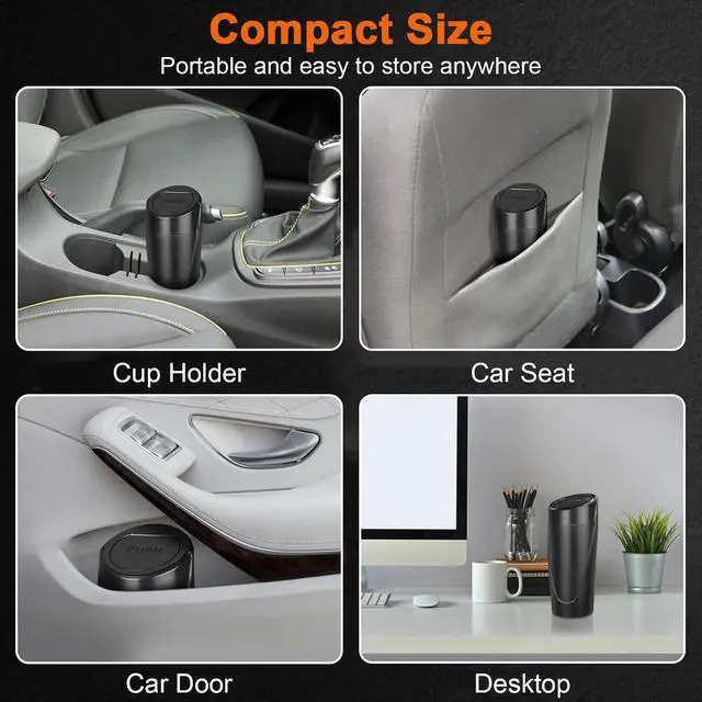 Alt view image 2 of 7 - Car Trash Can, Leakproof Mini Car Garbage Can Cup Holder with Lid | Car Door Trash Bin with 20 Trash Bags, Vehicle Front Back Seat Organizers and Storage for Car, Home, Office, Black