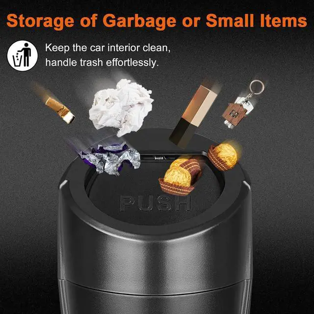 Alt view image 4 of 7 - Car Trash Can, Leakproof Mini Car Garbage Can Cup Holder with Lid | Car Door Trash Bin with 20 Trash Bags, Vehicle Front Back Seat Organizers and Storage for Car, Home, Office, Black