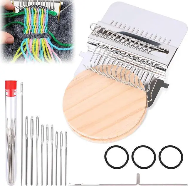 Main image of PatchMaker 2.0 Kit, Mini Portable Darning Loom for Beginners, Knitpatch Kit for Holes Repair on Socks, Clothes & Jeans, Sewing Repair Weaving Tool Set, Craft Supplies (14 Hooks)