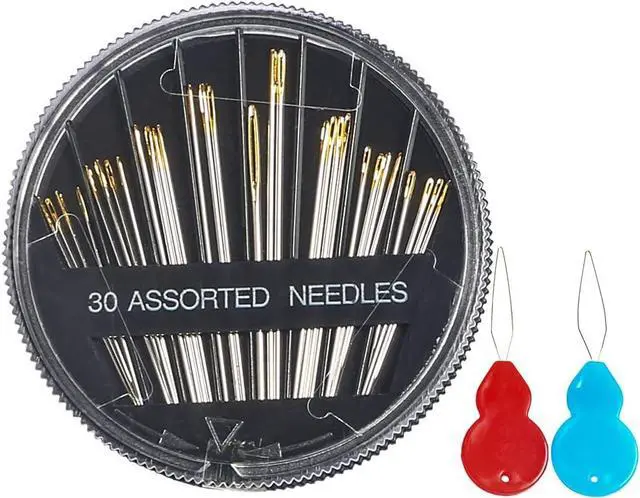 Main image of Eketirry Premium Hand Sewing Needles30-Count Assorted Needles for Sewing Repair, 6 Different Sizes Sewing Needles with 2 Threaders (Black,1)