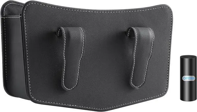 Alt view image 4 of 4 - Car Trash Can Small Leather Vehicle Trash Bin Car Dustbin Garbage Organizer Holder with Trash Bag Foldable Mini Cars Storage Bag Container for Auto SUV Van Trucks (Black,Clip on)