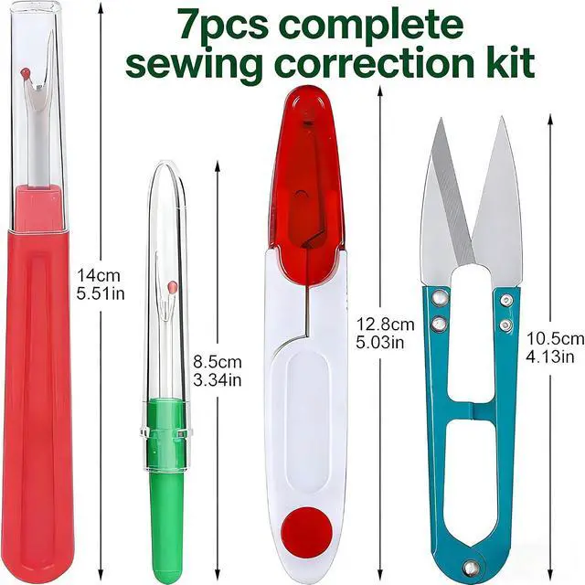 Alt view image 5 of 7 - YOFAN Seam Ripper Kit, 7-Piece Thread Remover with Snips for Sewing | High-carbon steel blades, ABS handles, safety caps, 2 large & 3 small rippers, 2 snips, for sewing, quilting, crafts