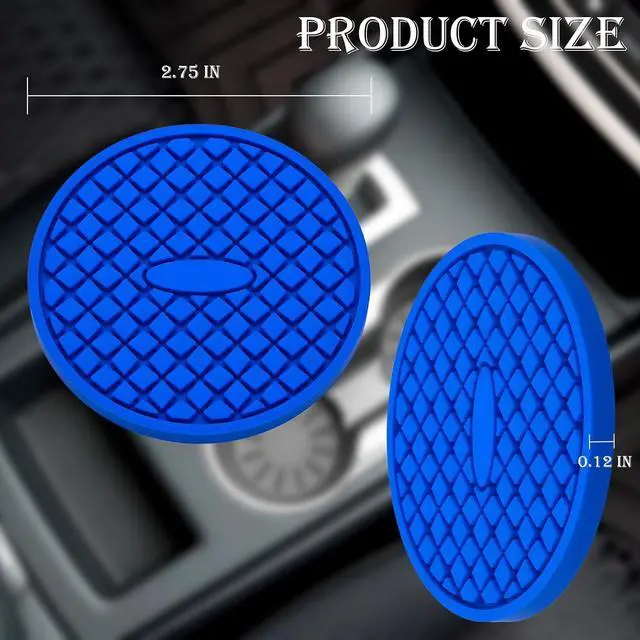 Alt view image 2 of 7 - 2-Pack Silicone Cup Holder Coaster Inserts - Universal Non-Slip Car Cup Holder Liners for Men and Women - Interior Accessories Set (Deep Blue)